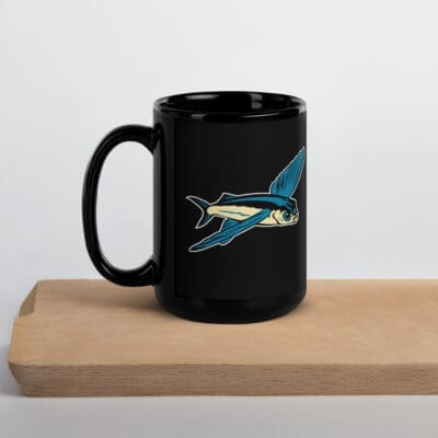 BoldWater "Freakin Mahi" black stainless steel tumbler with fish illustration.