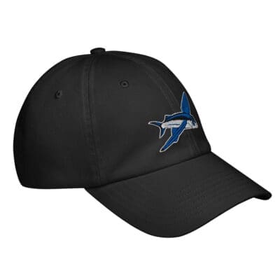 BoldWater Flying Fish Under Armour&reg; dad hat in black, embroidered flying fish design