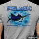 Pelagic apparel design featuring marlin illustration for fishing charters