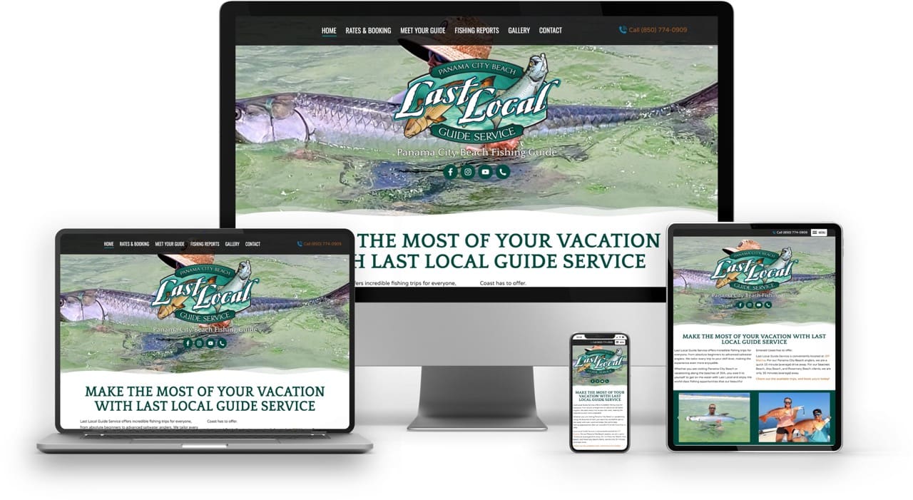 Custom website design for Last Local Guide Service and fishing charter business.